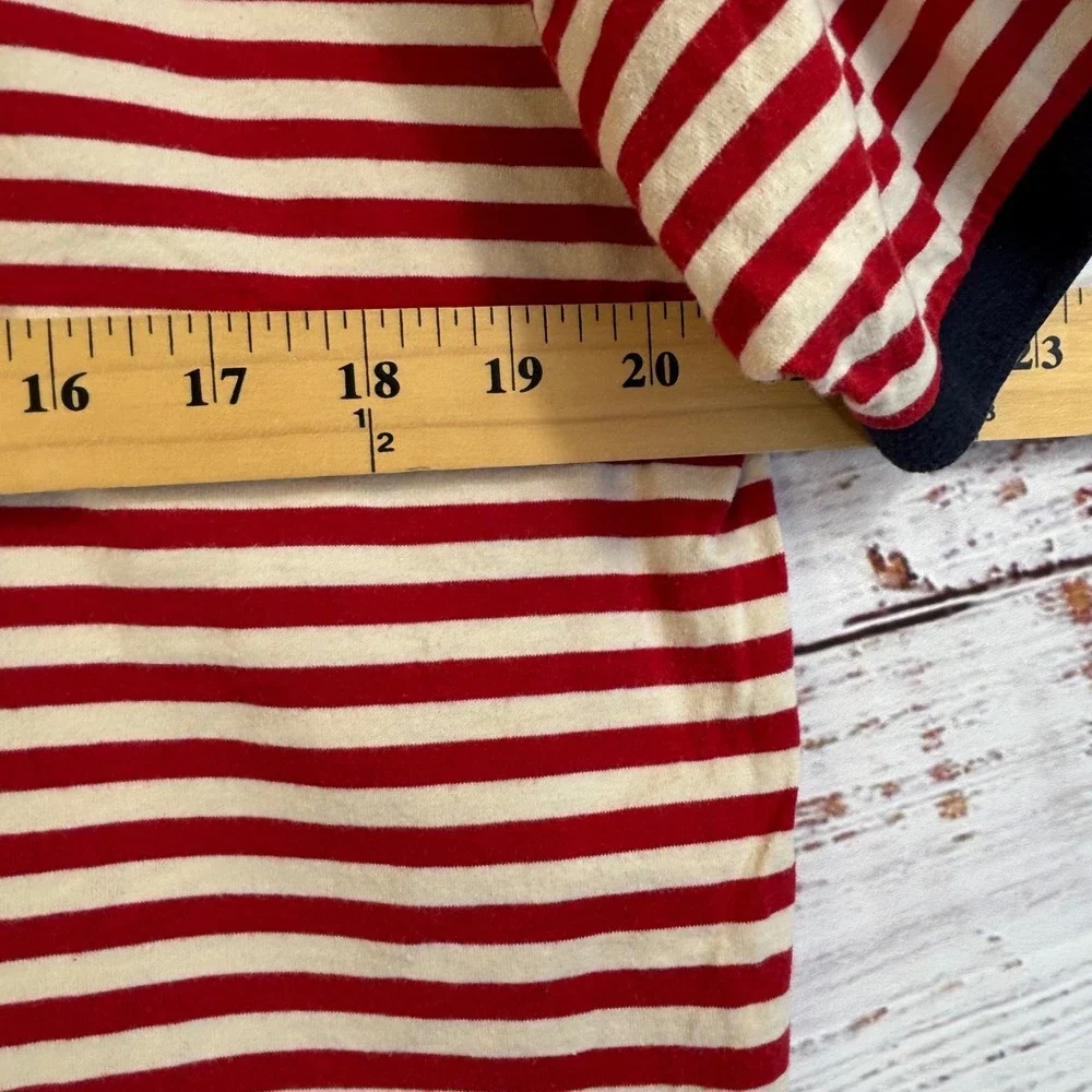 Vintage Polo Ralph Lauren L Red White Striped 100% Cotton Short Sleeve Shirt